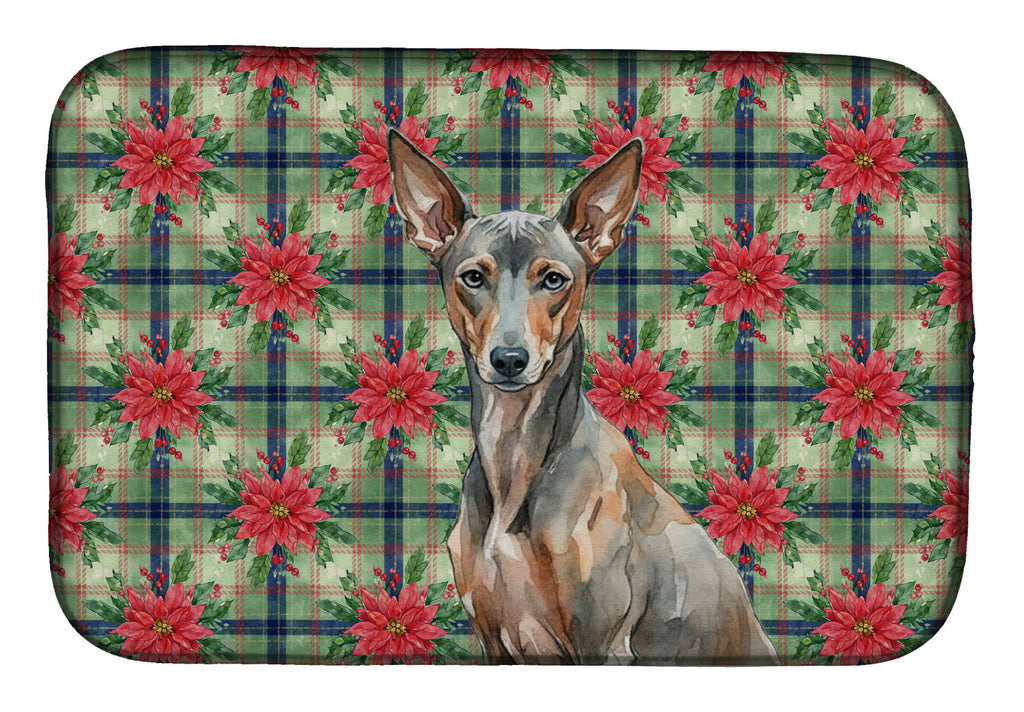 Xoloitzcuintli Christmas PoinsettIas Dish Drying Mat Absorbent Dish Drying Mat Pad for Kitchen Counter Dish Drainer Mat for Countertop, 14 x 21", Multicolor