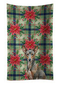Xoloitzcuintli Christmas PoinsettIas Kitchen Towel Velour Plush Front and Cotton Loop Back Machine Washable