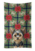 Black and Tan Yorkshire Terrier Christmas PoinsettIas Kitchen Towel Velour Plush Front and Cotton Loop Back Machine Washable