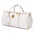 White Leather Weekender Duffle Bag