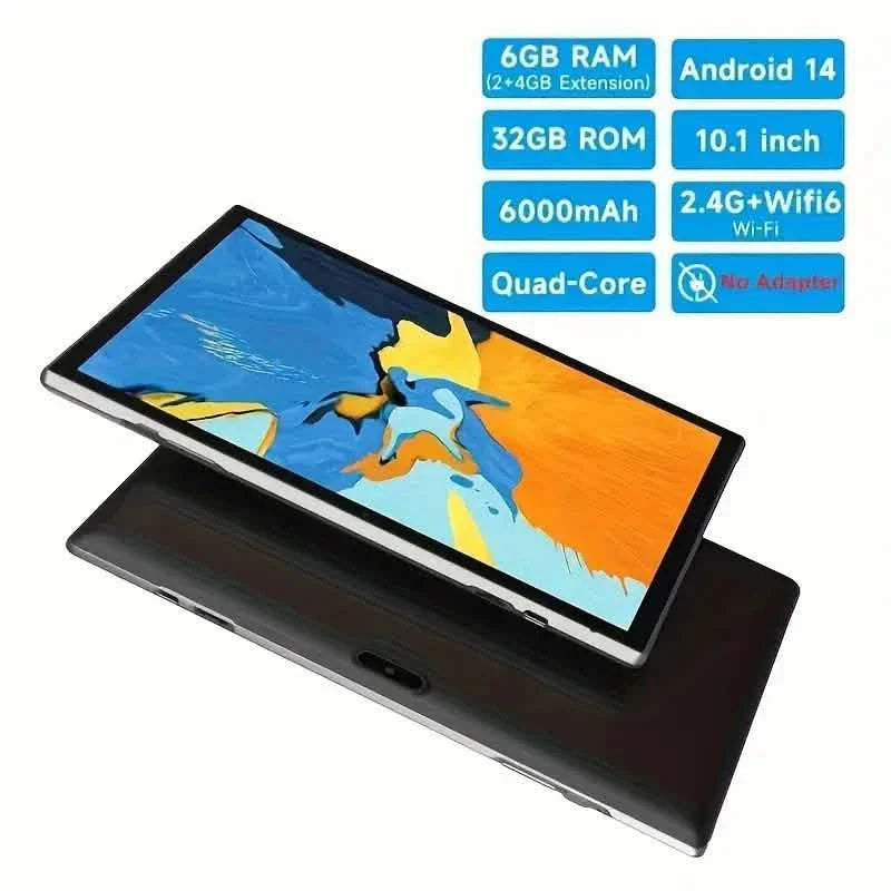 Android 14 10-Inch Tablet 2GB+4GB RAM + 32GB ROM + 1TB Expanded