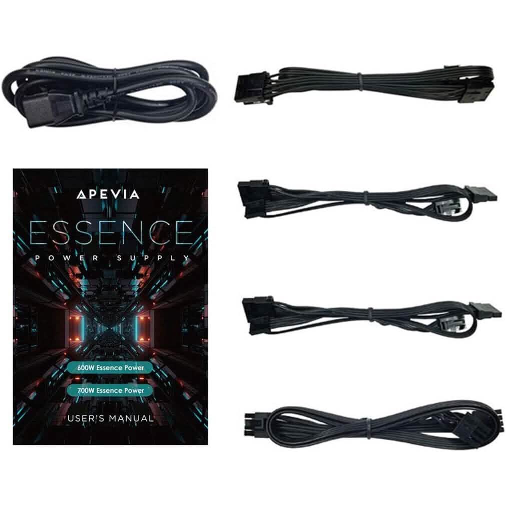 Apevia ATX-ES600W Essence 600W ATX Semi-Modular Gaming Power Supply with Auto-Thermally Controlled  (Refurbished)