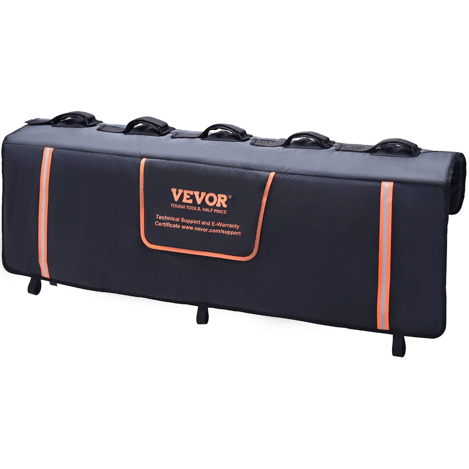 Tailgate Bike Pad, 53" Truck Tailgate Pad Carry 5 Mountain Bikes, Upgraded Grooves Tailgate Protection Pad with Reflective Strips and Tool Pockets, with Camera Opening for Mid-Size Pickup Trucks