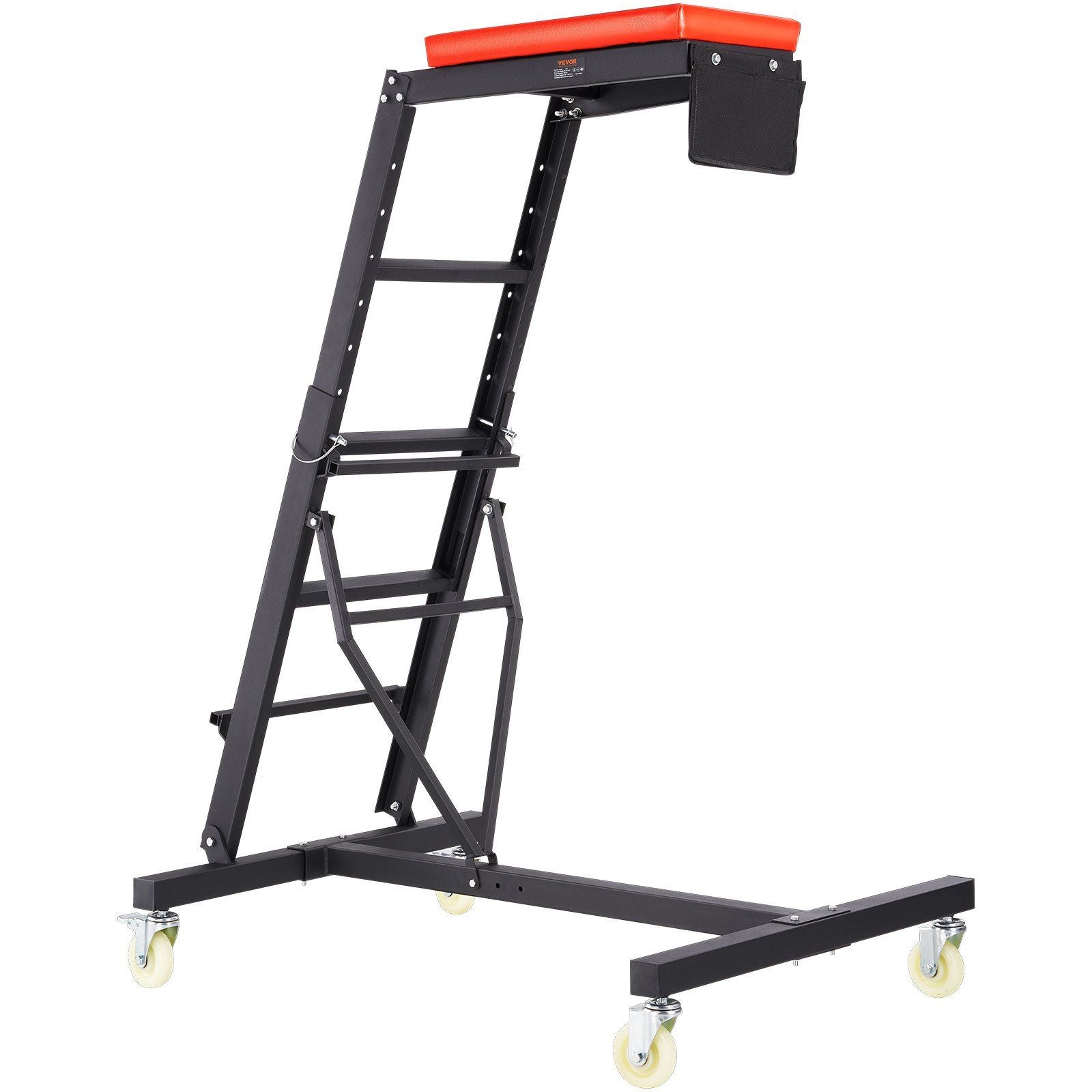 Top Automotive Creeper, Engine Creeper with Adjustable Height 45.7" to 66.3", 400 LBS Capacity High Creeper, 4 Swivel Caster Wheels, Heavy Duty Foldable Creeper for Auto Repair and Maintenance