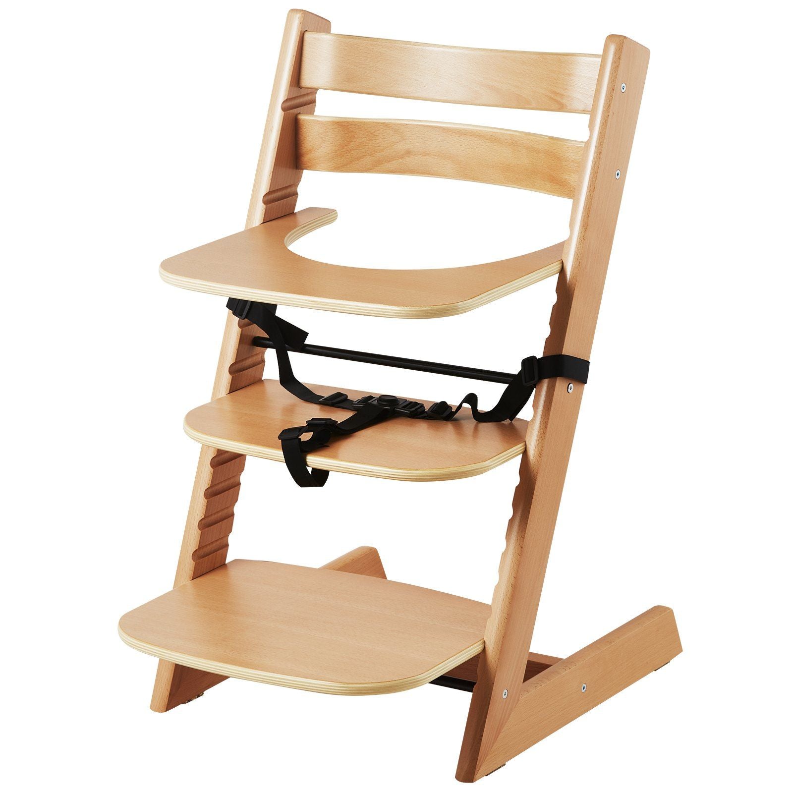 Wooden High Chair for Babies & Toddlers, Convertible Adjustable Feeding Chair, Eat & Grow High Chair with Tray, Grow with Kid Portable Baby Dining Booster Seat, Beech Wood Toddler Chair, Natural