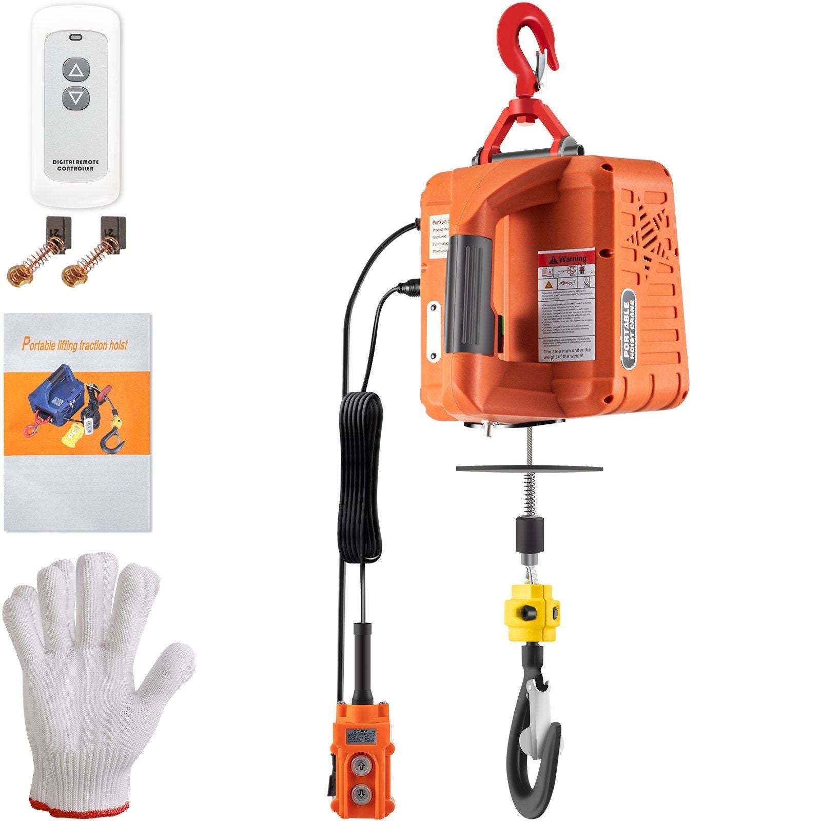 3-in-1 Electric Hoist Winch, 1100lbs Portable Electric Winch, 1500W 110V Power Winch Crane, 25ft Lifting Height, w/Wire and Wireless Remote Control, Overload Protection for Lifting Towing