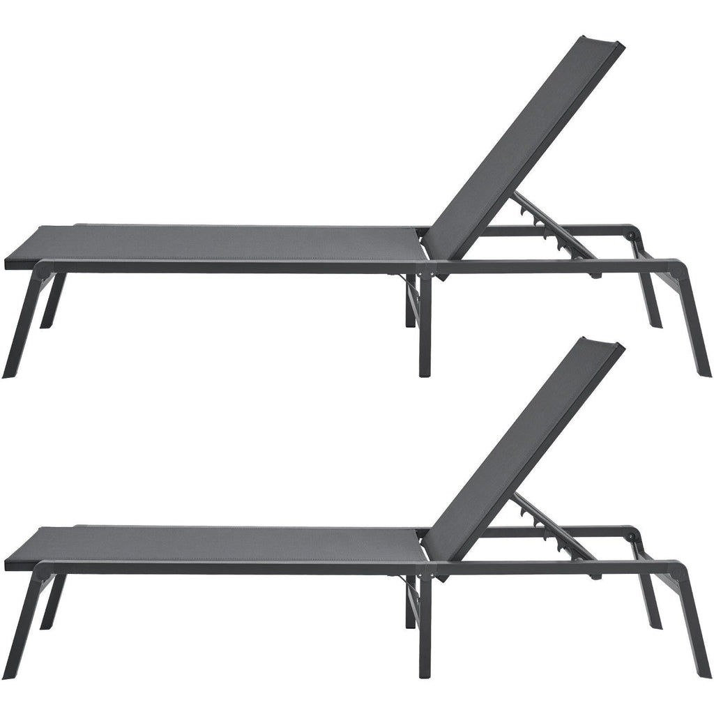 Chaise Lounge Chair Outdoor Patio Lounge Chair Adjustable 5-Position 2 pcs
