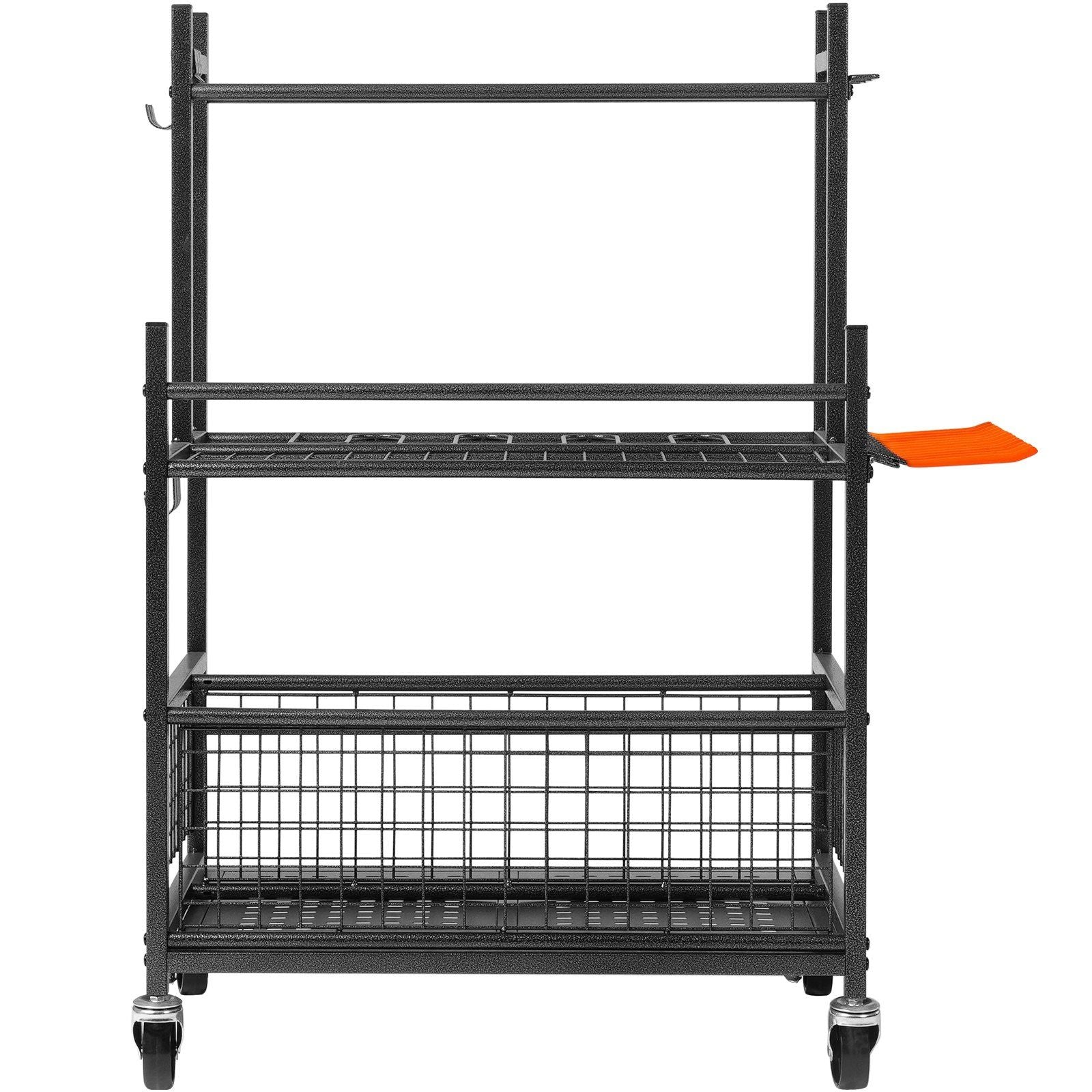 Garden Tool Organizer, 16 Slots with Hooks, Yard Tool Tower Rack with Wheels for Garage Organization and Storage, Hold Long-Handled Tool/Rake/Broom, Metal Tool Stand Holder for Shed, Outdoor