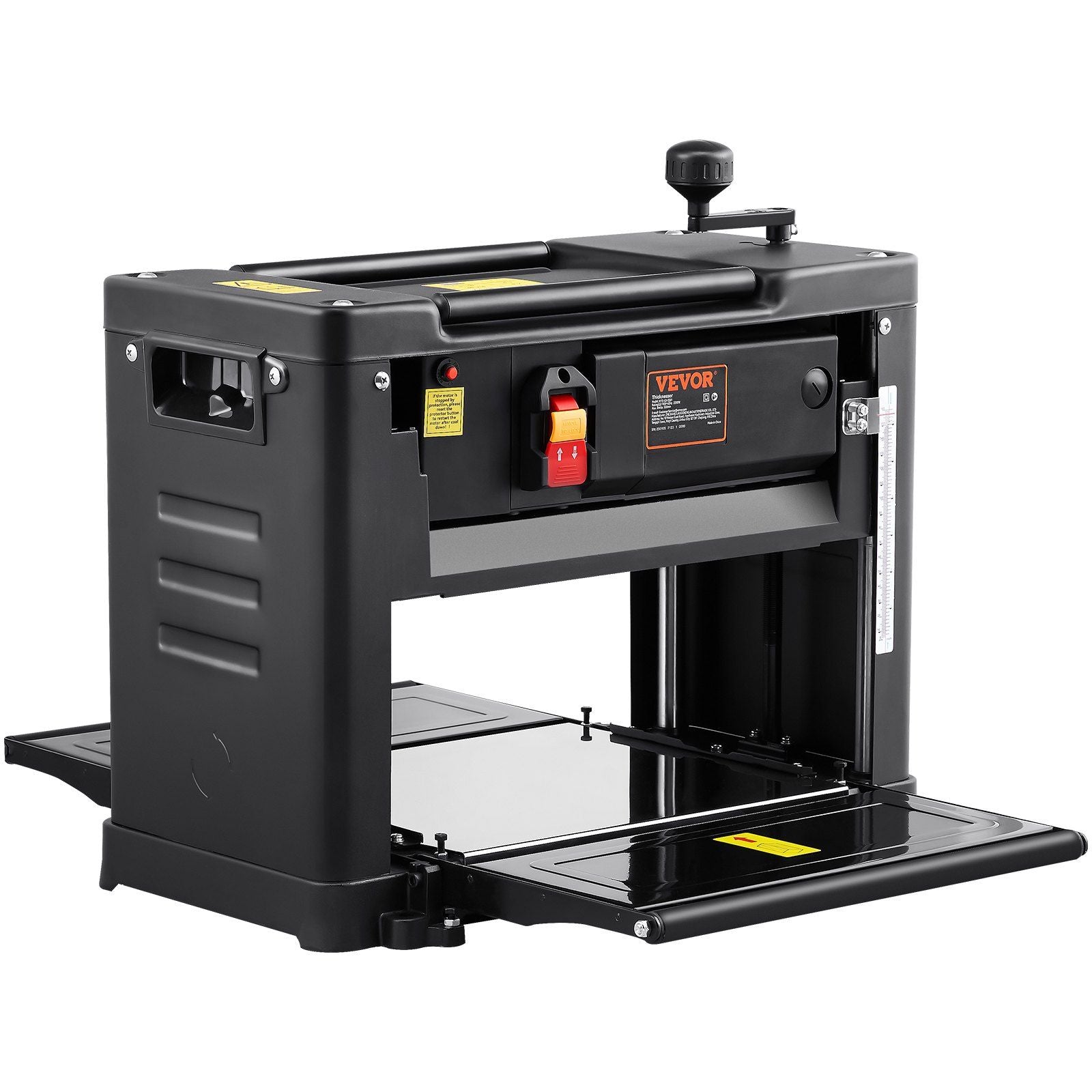 Thickness Planer, Single Speed, 13" Width Worktable Benchtop Planer, Double-Blade, 15-Amp 1800W Powerful Motor, 12" Extended Infeeding Table, Low Noise for both hard & soft wood material removal