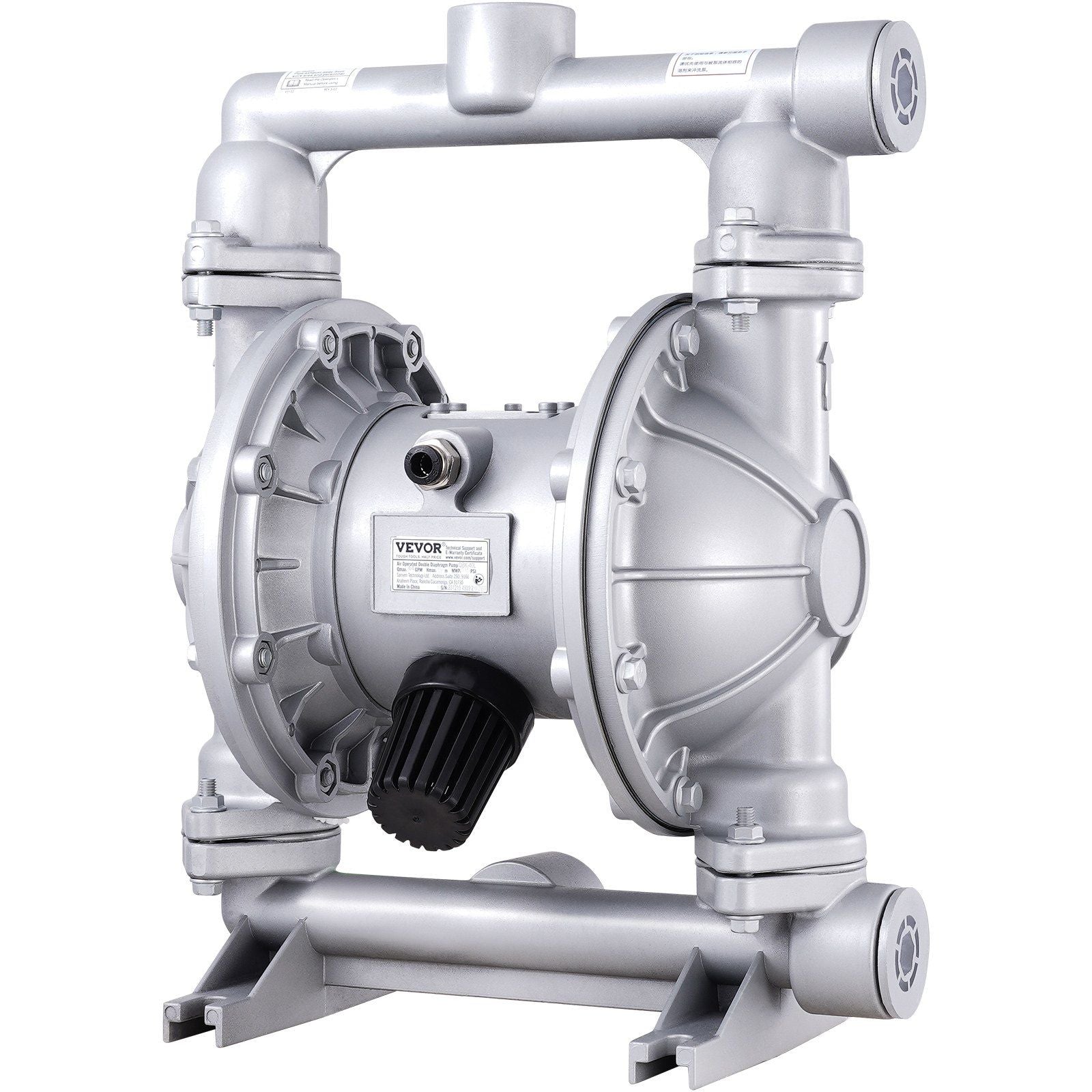 Air Operated Double Diaphragm Pump, 44GPM, Max 115PSI Air Waste Oil Pneumatic Transfer Pump with 2 Extra Diaphragms, 1-1/2 inch Inlet & Outlet Aluminum Alloy Diaphragm Pump for Diesel Grease Oil