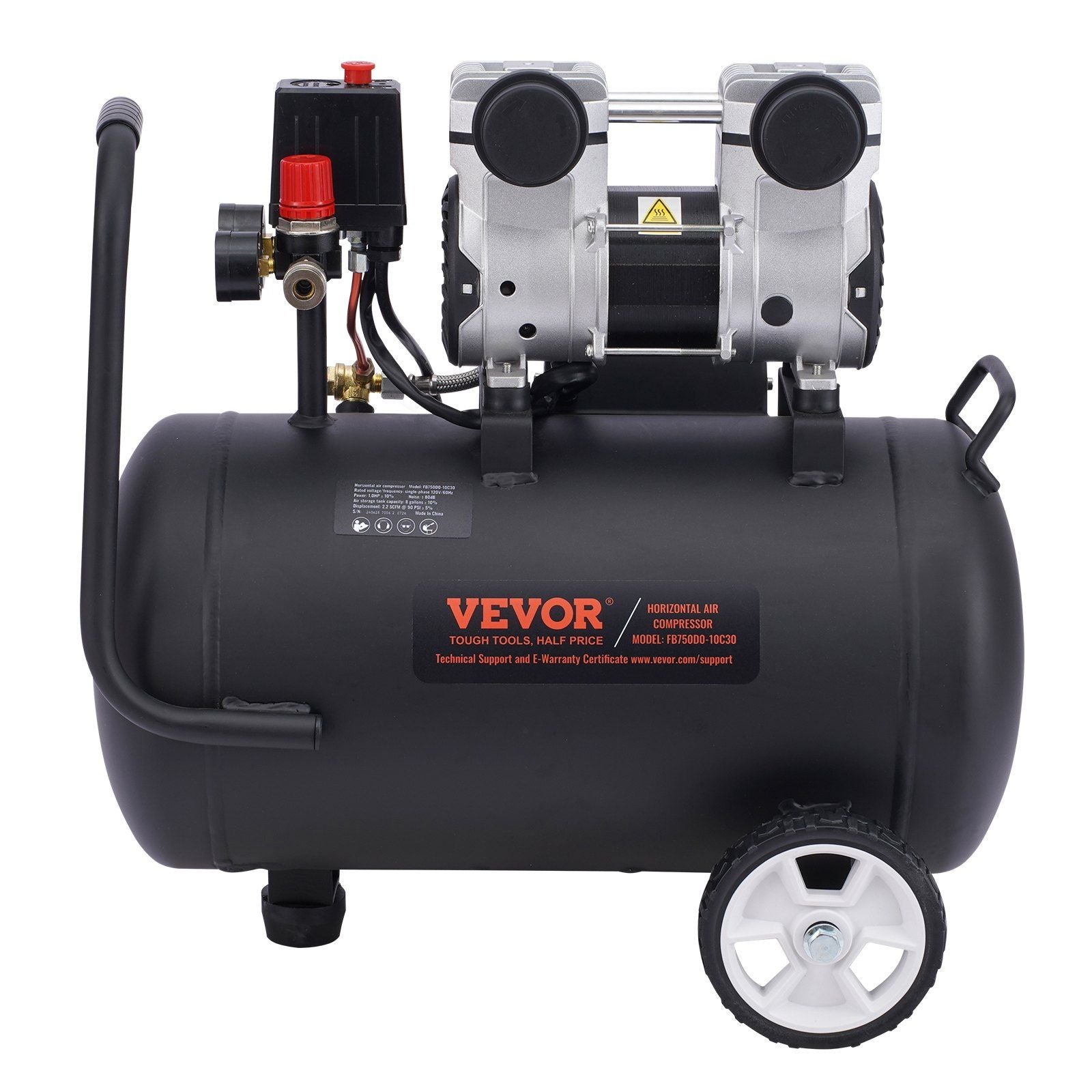 Air Compressor Compact Portable Oil Free Compressor 8 Gallon 90 PSI