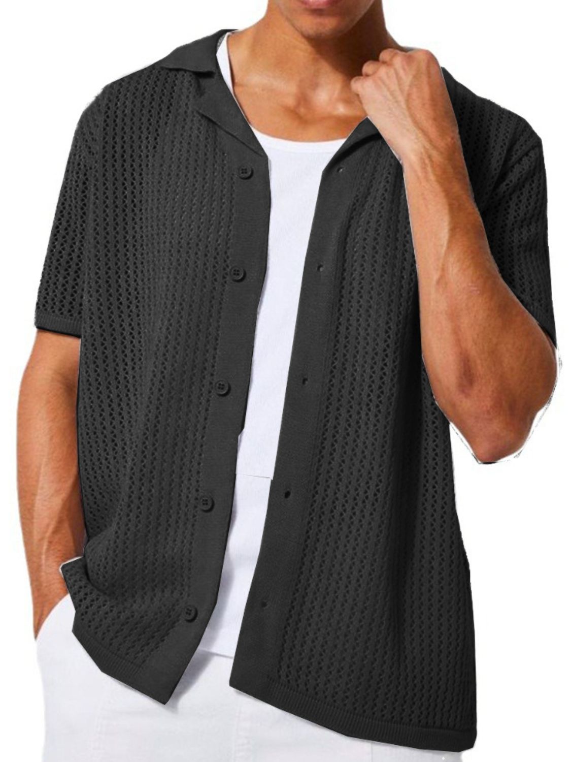 Men's Full Size Button Down Short Sleeve Shirt Plus Size