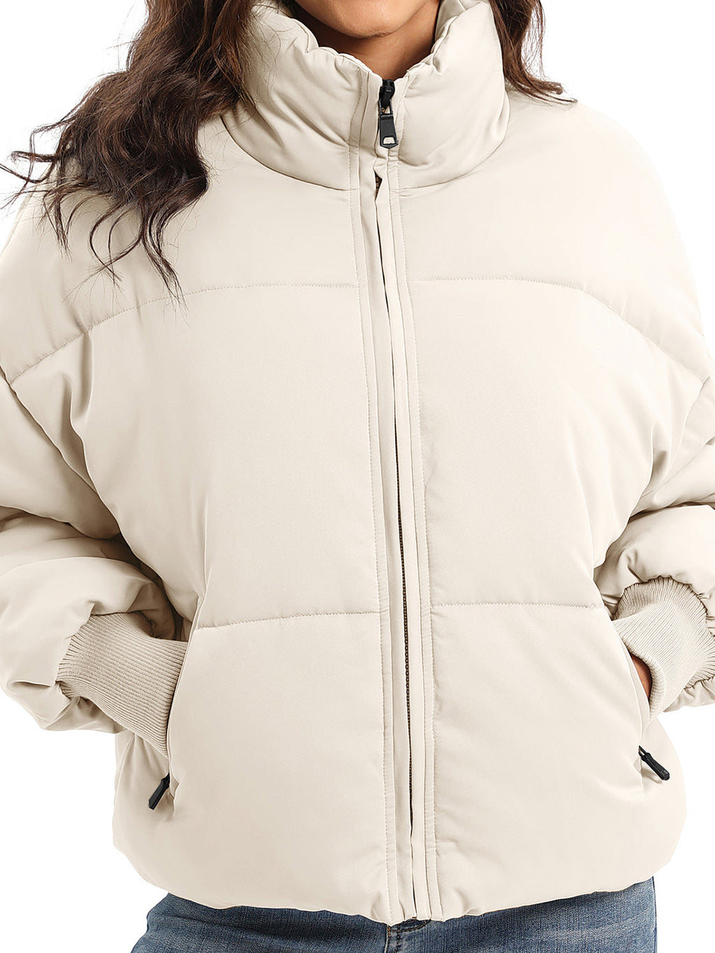 Zip Up Turtleneck Long Sleeve Puffer Jacket