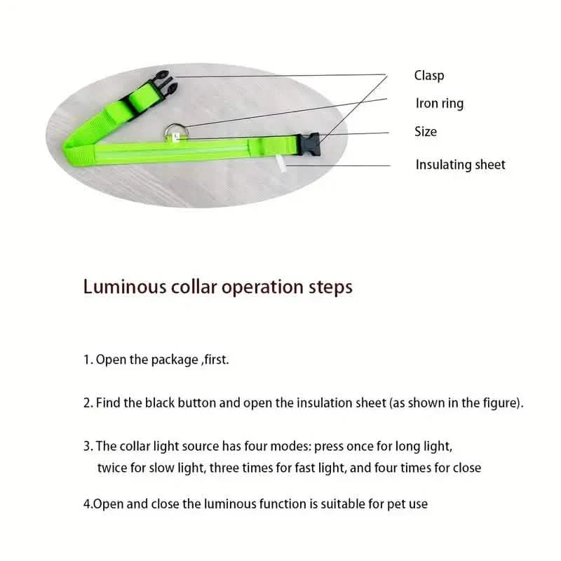 LED Dog Collars Light Adjustable Flashing Luminous Collar Night Anti-Lost